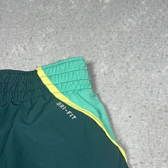 Nike Shorts Womens Size Small Green Dri Fit Running Shorts Lined Drawstring - Picture 9 of 13